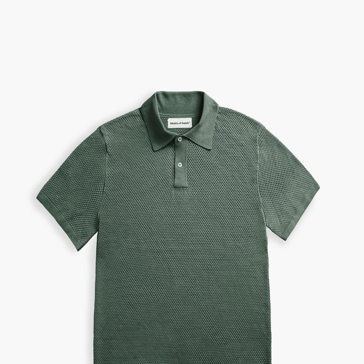 Men's Labs 3D Print-Knit Air Polo - Moss (Tailored)