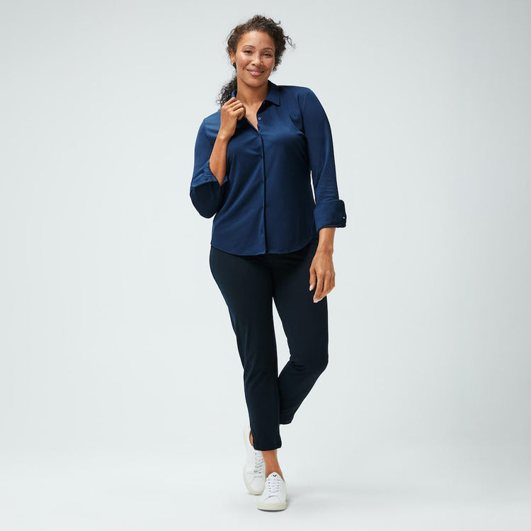Women's Apollo Tailored Shirt - Navy (Recycled)