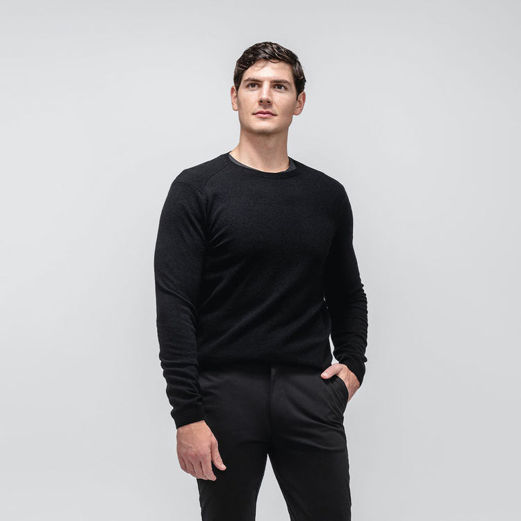 Atlas Merino Crew Neck Sweater - Black