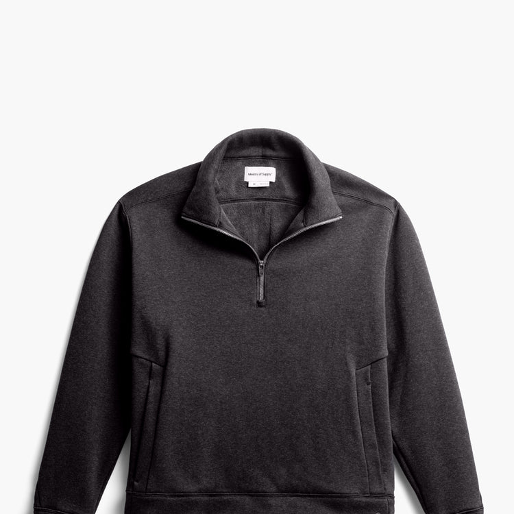 Men's Hybrid 1/4 Zip Pullover - Black Tweed