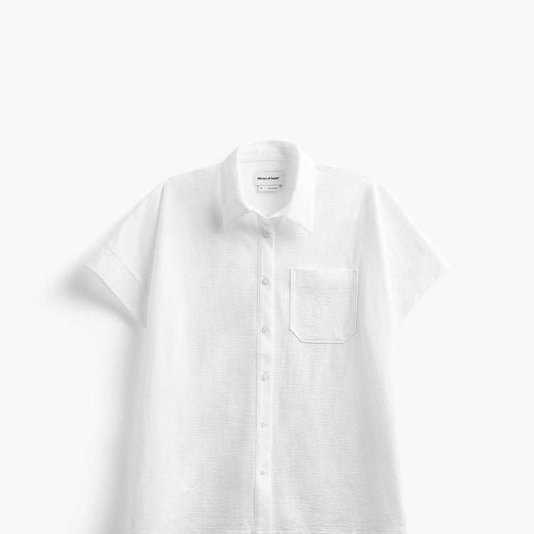 Women's Hybrid Seersucker Short Sleeve Shirt - White