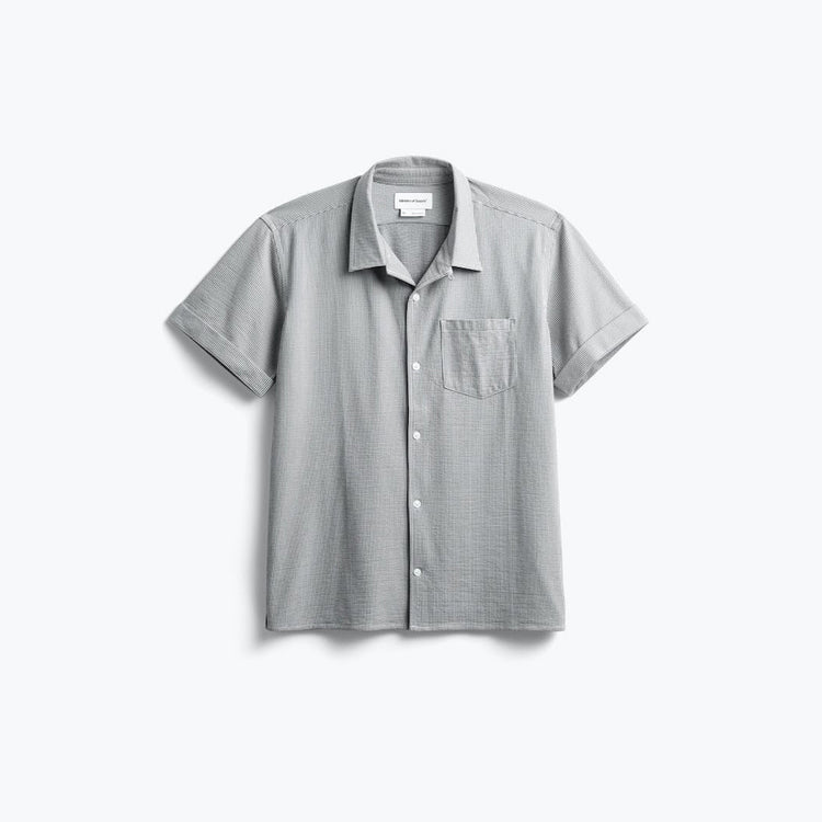 Men's Hybrid Seersucker Short Sleeve Shirt - Grey Tonal Stripe (NN)