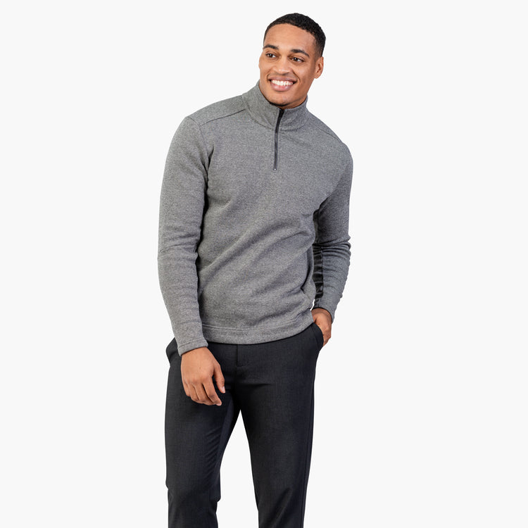 Men's Hybrid Fleece 1/4 Zip - Black & White Tweed