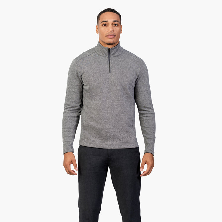 Men's Hybrid Fleece 1/4 Zip - Black & White Tweed
